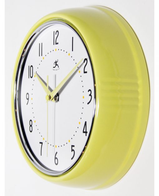 from left side yellow retro wall clock 9 inch
