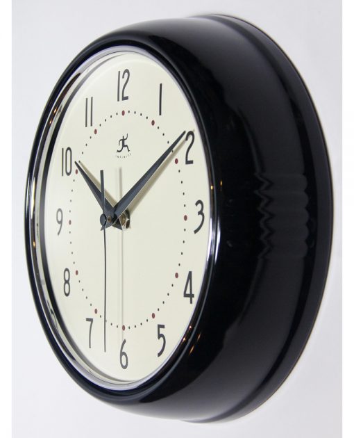 from left side retro black wall clock