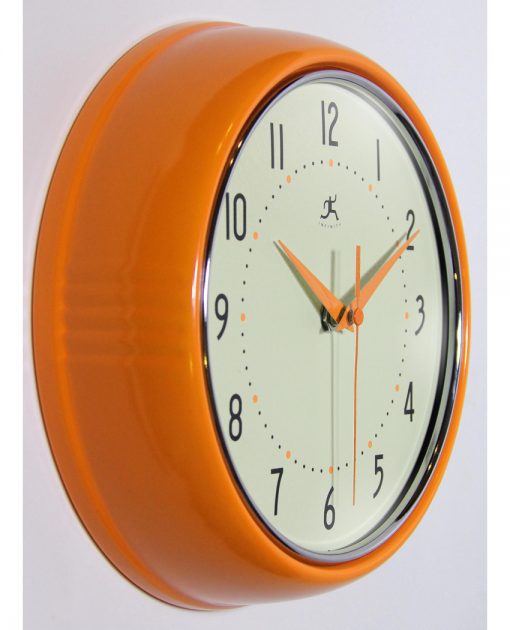 from right side retro orange wall clock 9 inch