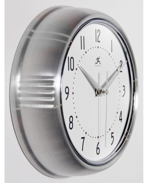 from right side silver wall clock retro 9 inch kitchen aluminum grey