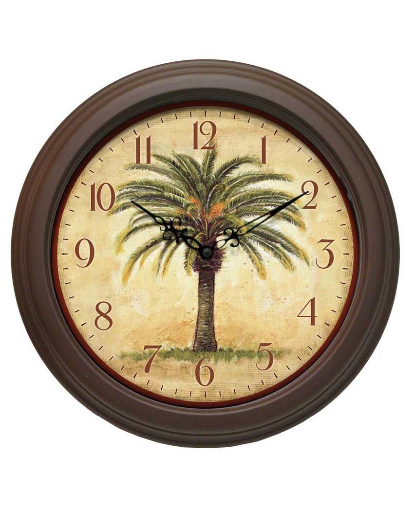 palm tree cabana wall clock 12 inch
