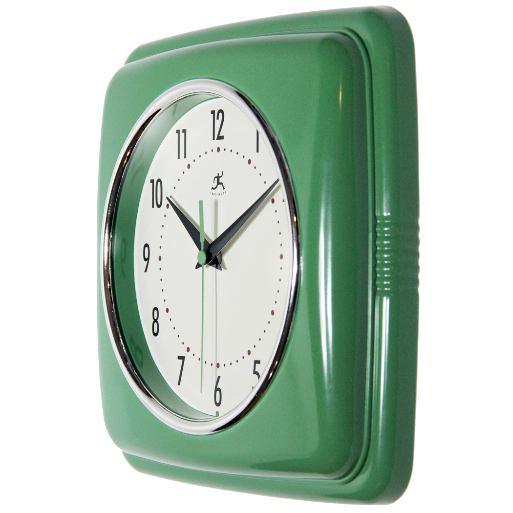 925 Inch Square Retro Green Resin Wall Clock Clock By Room