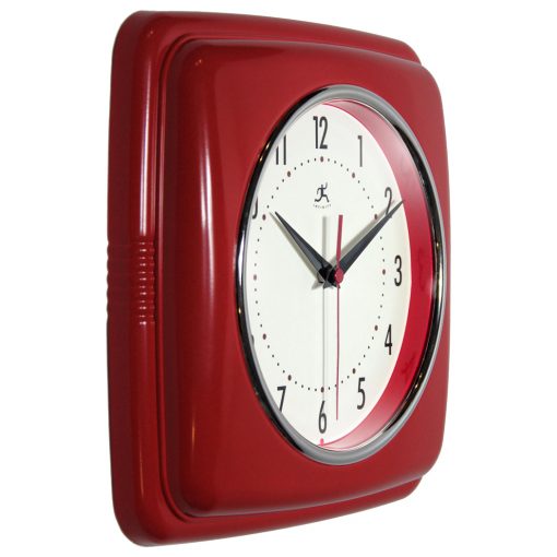 from left side square retro red wall clock 9 inch