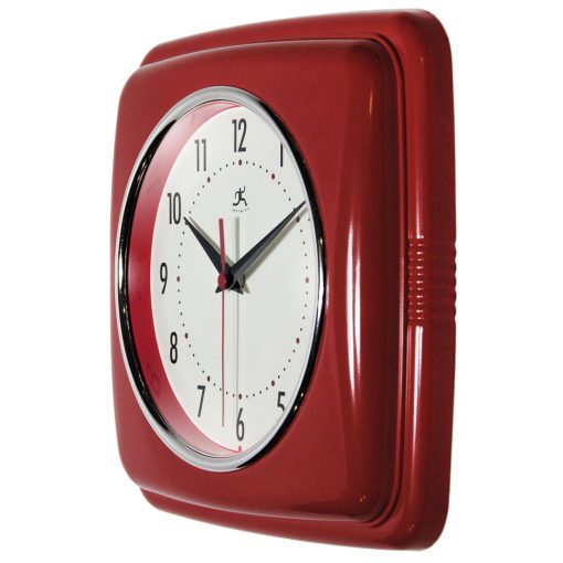 from left side square red retro wall clock 9 inch for kitchen
