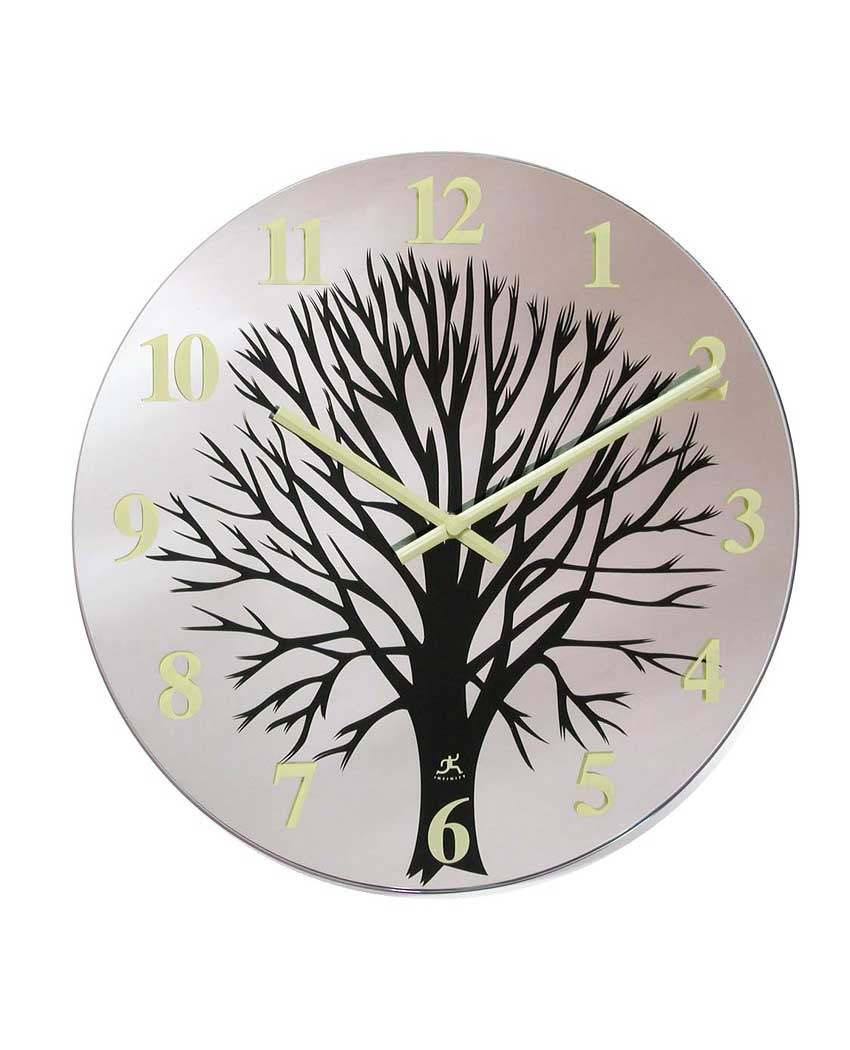14 inch Topiary; a Cream Glass Wall Clock