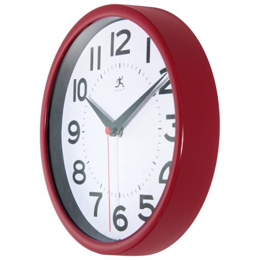 from left side red metro wall clock retro look