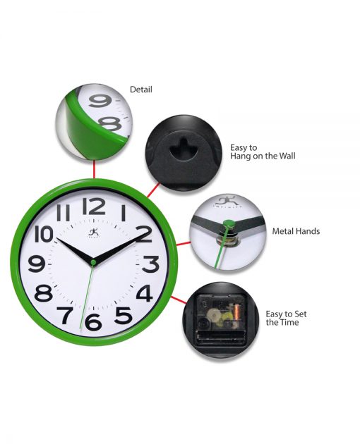 green metro wall clock 9 inch