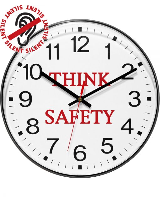 12 inch Think Safety Black Resin Wall Clock