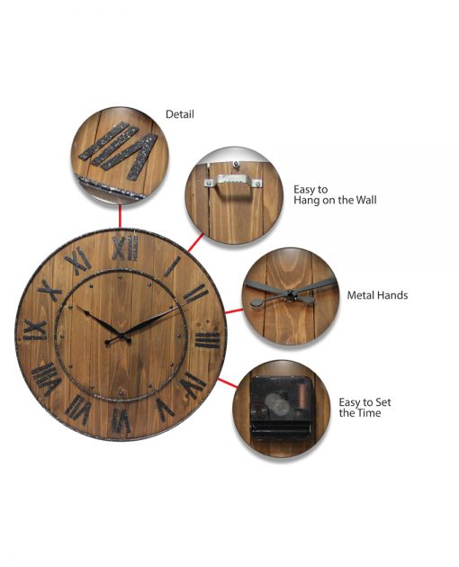 wine barrel brown wooden wall clock 23 inch