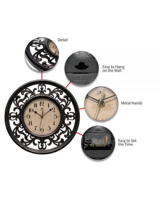 features of sofia brown wall clock 12 inch