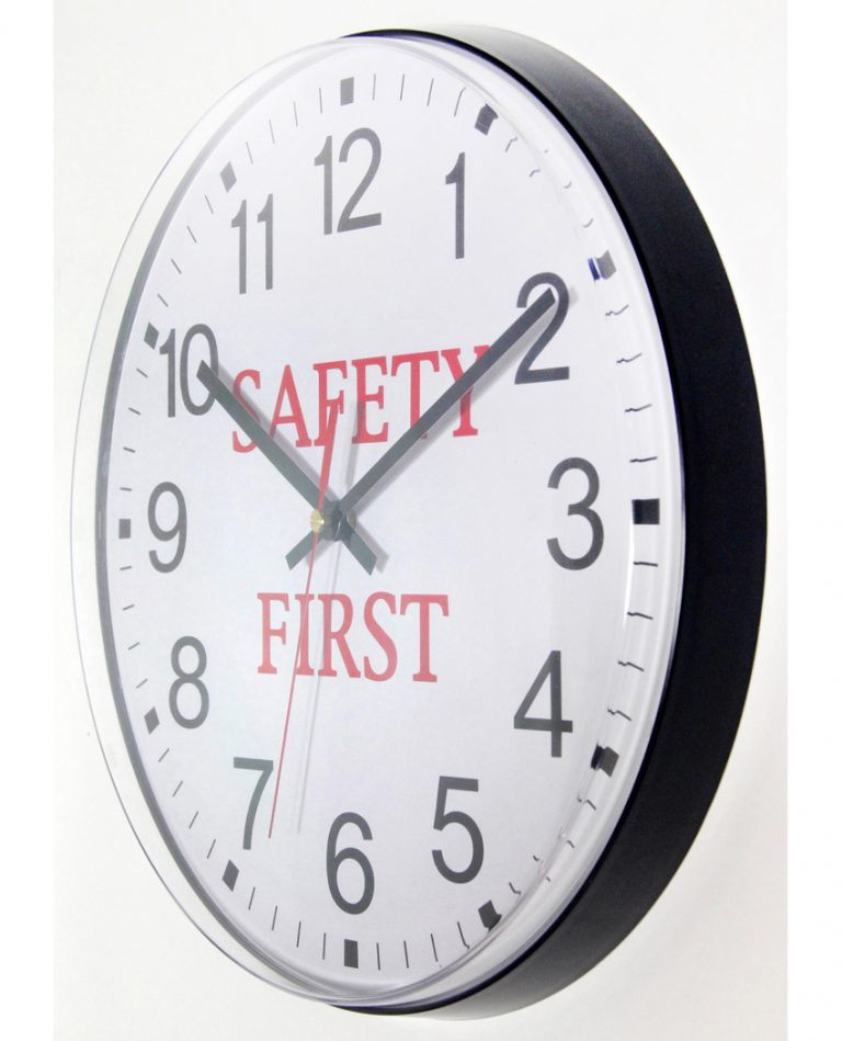 12 inch Safety First Black; Resin Wall Clock Clock by Room