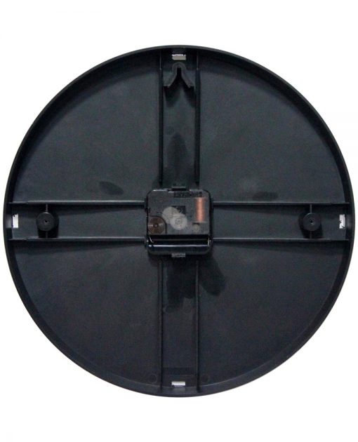 back of think safety black resin wall clock 12 inch