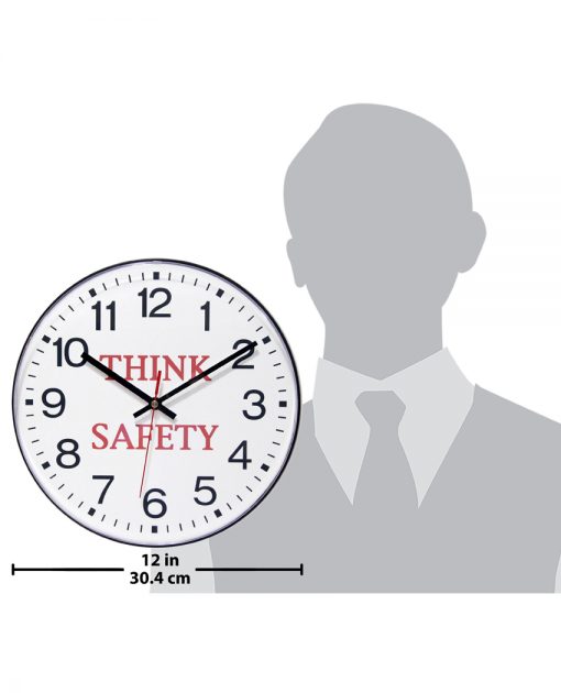 think safety wall clock 12 inch