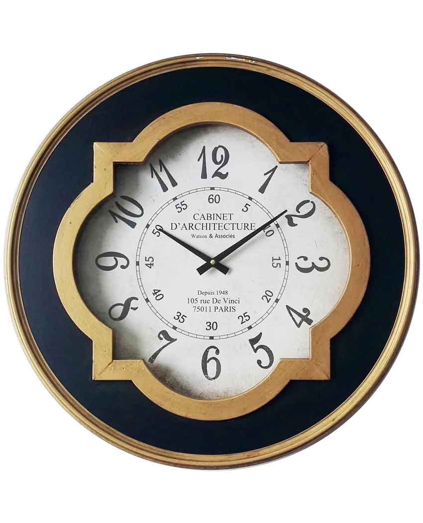 23.75 inch Quatrefoil Metal and Wood Wall Clock