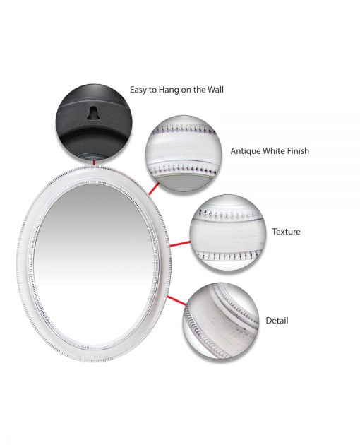 sonore white aged wall mirror 30 inch circle round mirror
