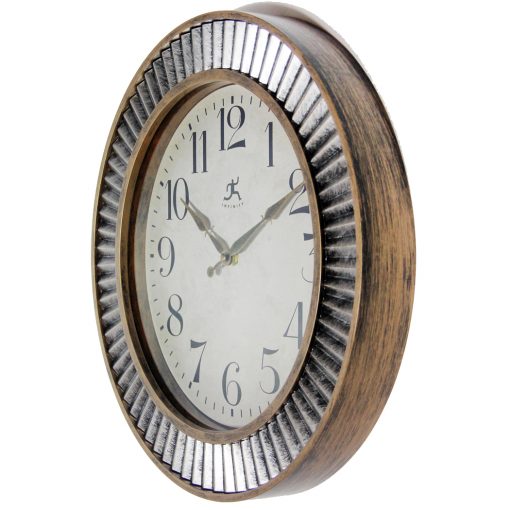 ruche aged gold silver wall clock rustic from left side