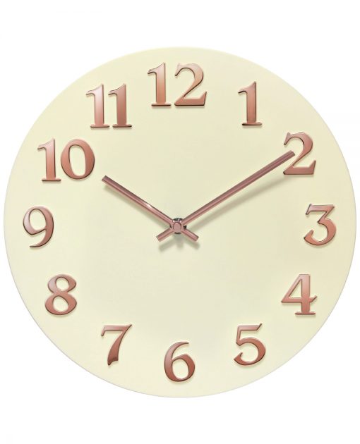 front view vogue ivory white wall clock 12 inch