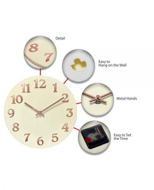 features of vogue ivory wall clock 12 inch