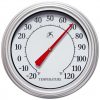 silver 12 inch wall thermometer red hands indoor outdoor front view