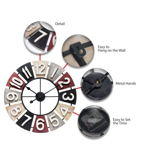 features of windmill large colorful wall clock