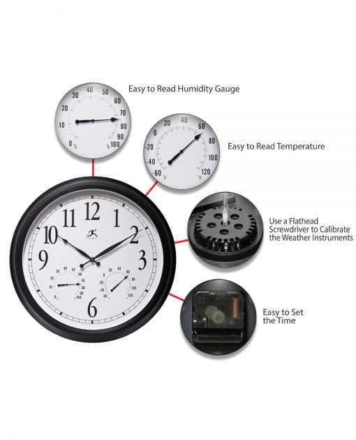 large wall clock temperature humidity indoor outdoor