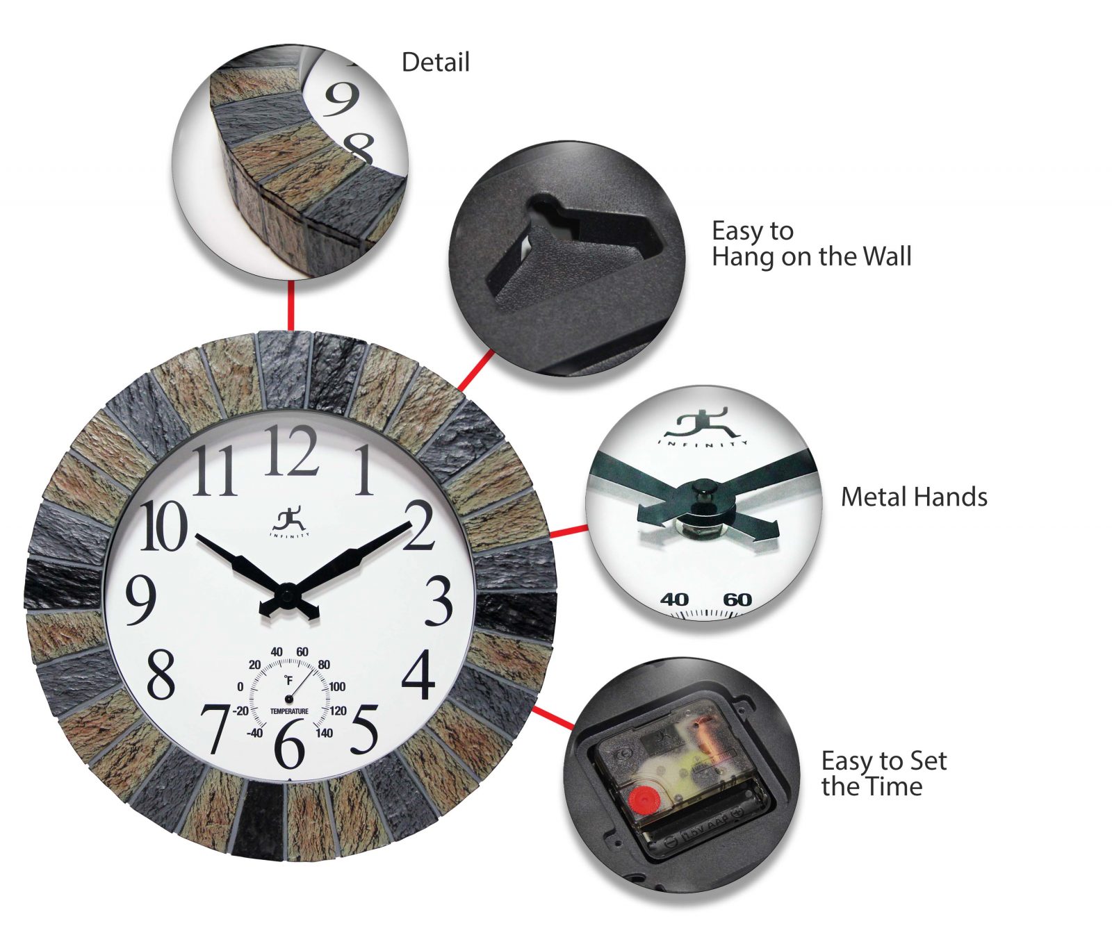 13" In/Outdoor Faux Slate Clock