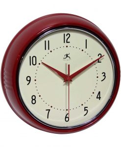 red retro wall clock 9 inch