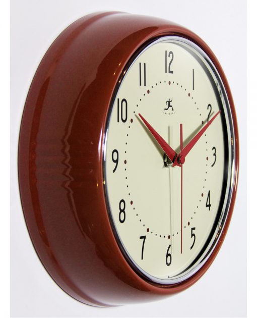 from right side retro red aluminum wall clock 9 inch