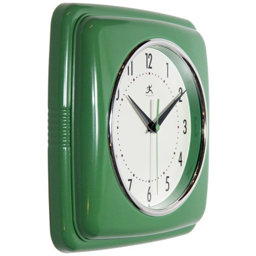 square green retro wall clock small kitchen from right side