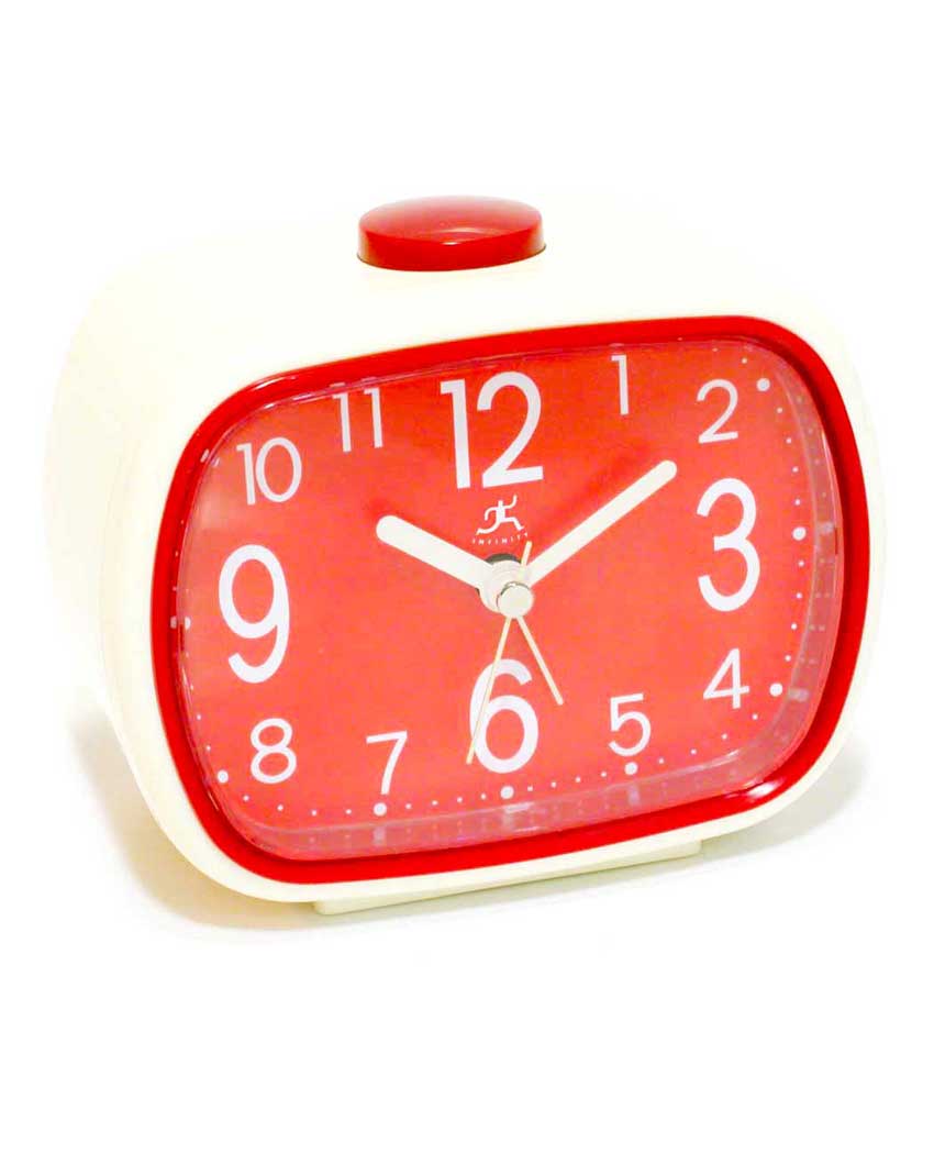 3.75 inch Retro Alarm Cream Resin Tabletop Clock