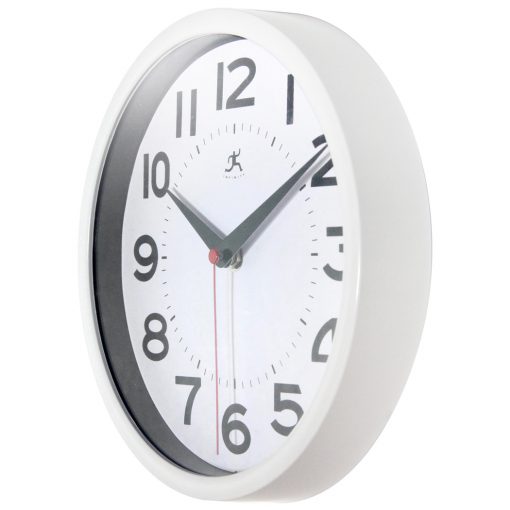 from left side 9 inch metro white wall clock standard numbers easy to read clean