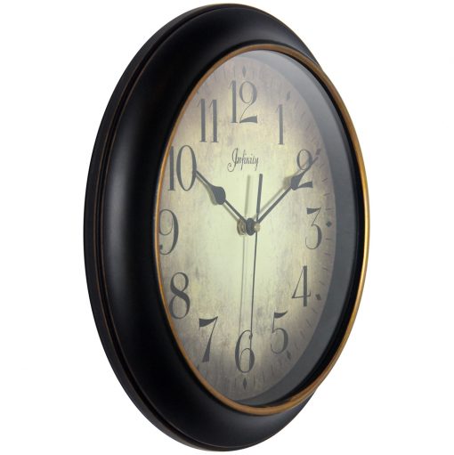from right side precedent black wall clock 12 inch