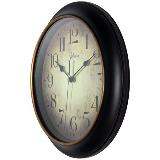 from left side precedent black wall clock 12 inch