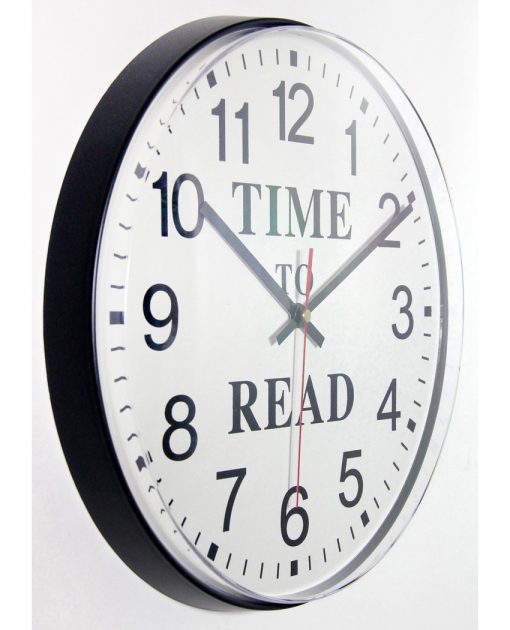 from right side time to read black wall clock 12 inch