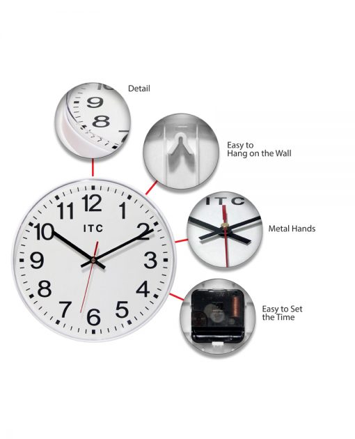 12 inch prosaic white wall clock large easy to read