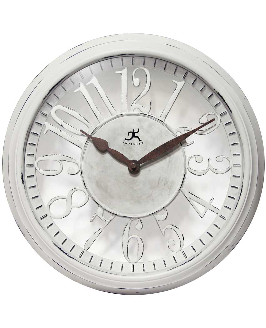 15 inch Chalet; a White Resin Wall Clock