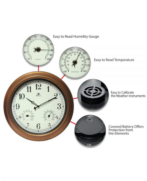 features of craftsman gold steel wall clock 18 inch
