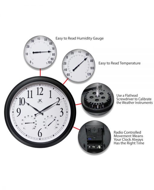 features of definitive black wall clock large 24 inch
