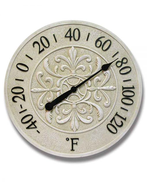 15 inch Blanc Fleur; White Polyresin Wall Clock