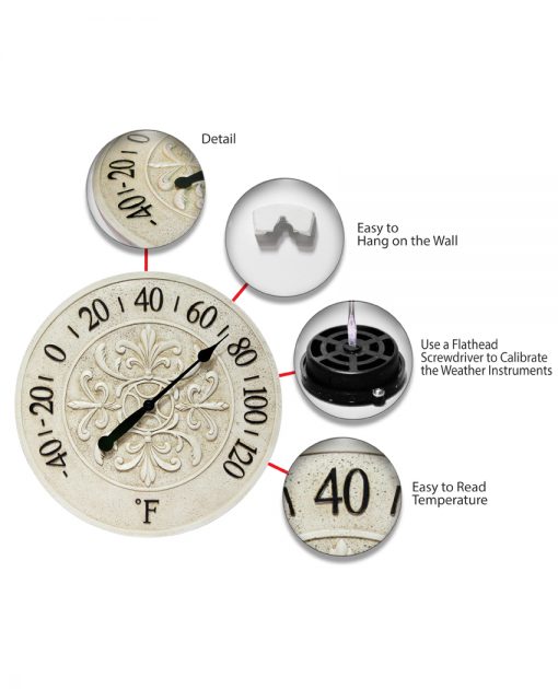 features of blanc fleur white thermometer wall temperature 15 inch