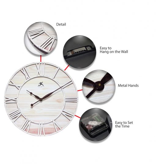 features of ivory farmhouse fusion large white wall clock
