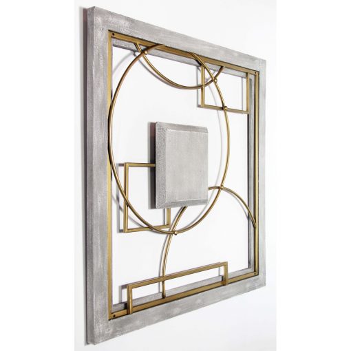 grey and yellow gold large wall decor left view provincial abstract