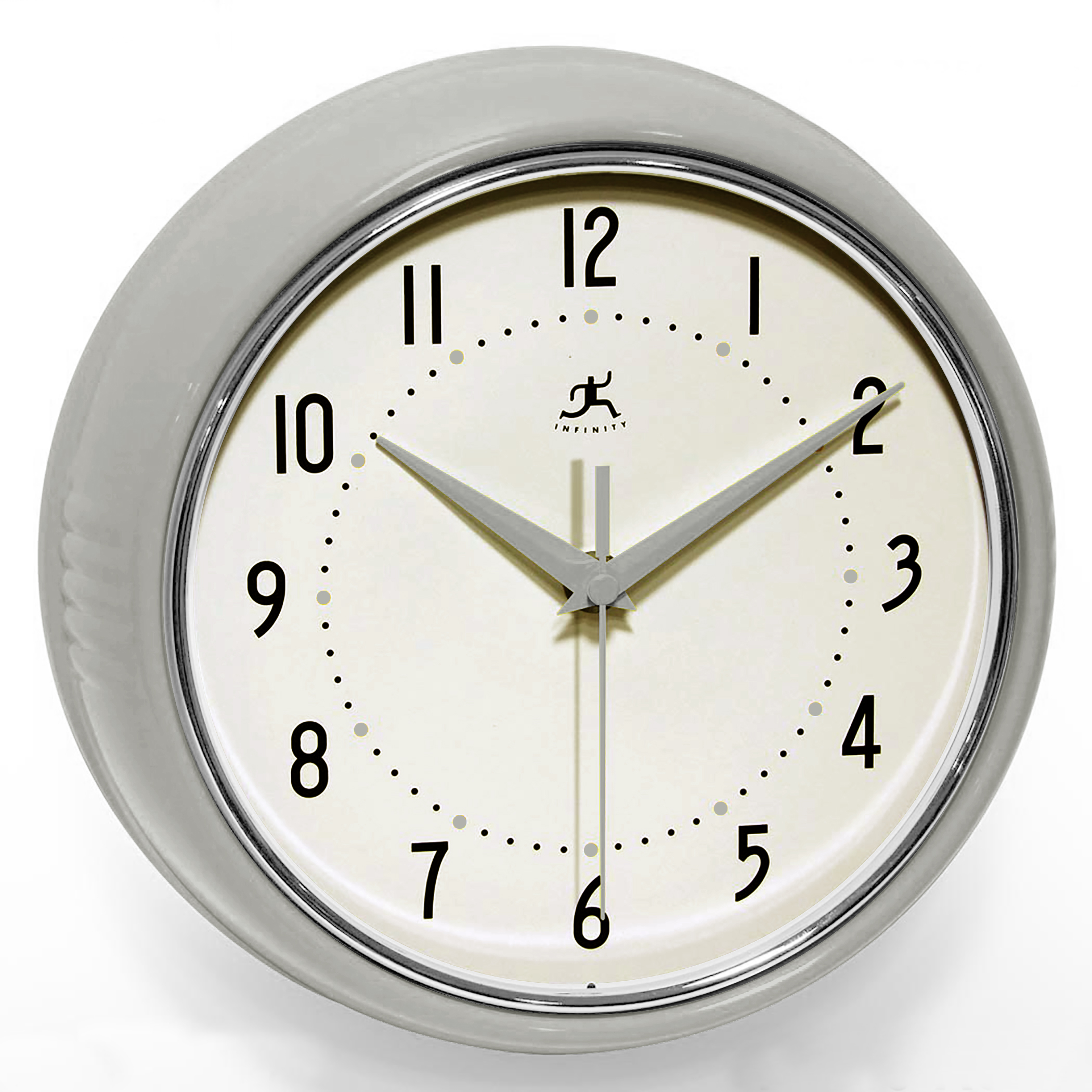 COMING SOON! - Round Retro Stone Grey Aluminum Wall Clock 9.5 in.