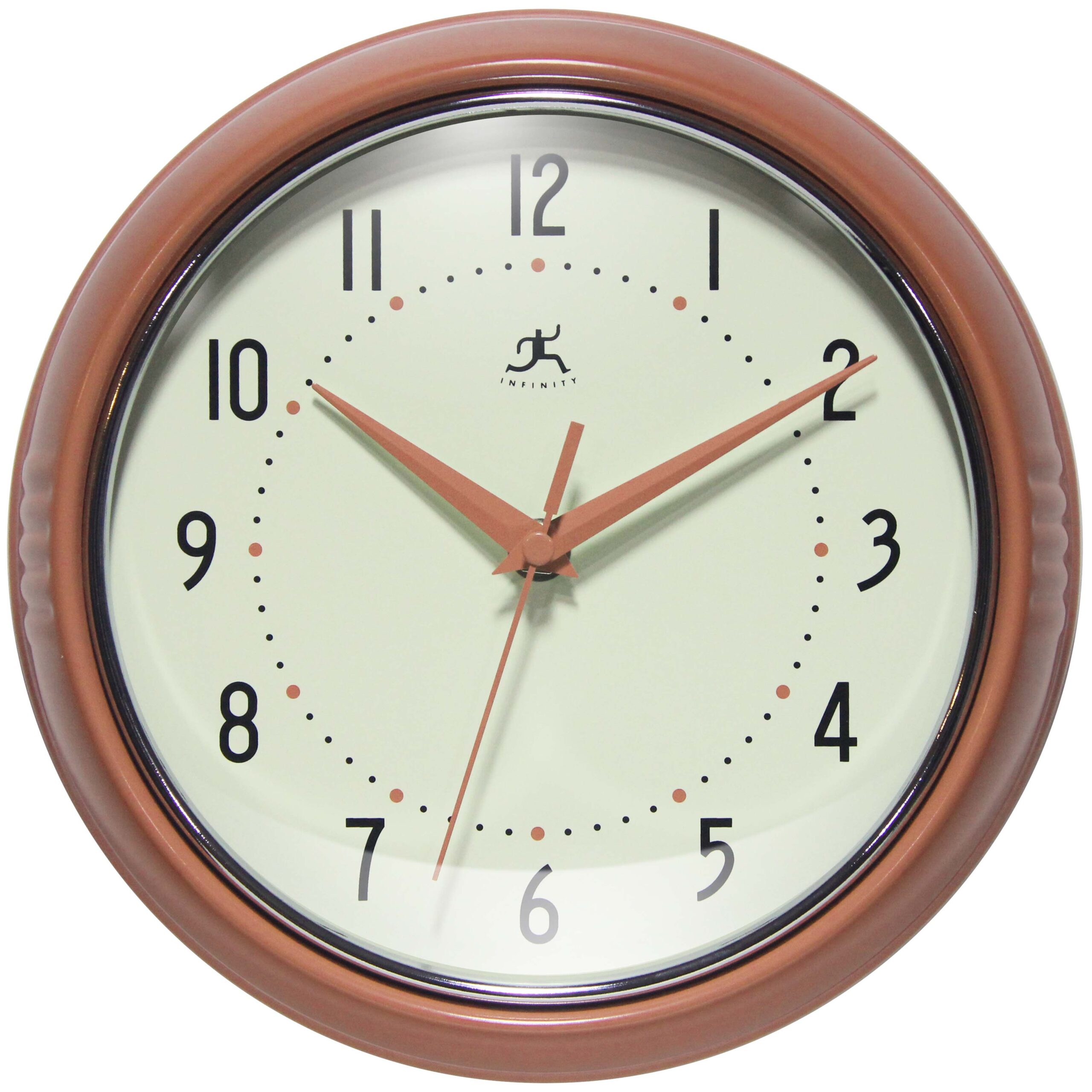COMING SOON! - Round Retro Terracotta Aluminum Wall Clock 9.5 in.